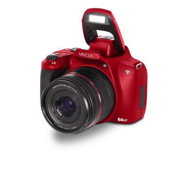 Minolta 64 Mega Pixels Auto Focus Digital Camera with 10x Optical Zoom, 4K Ultra HD Video and Macro Shooting, Red