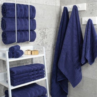Navy Blue 100% Cotton Turkish 4 Piece Bath Towel Set