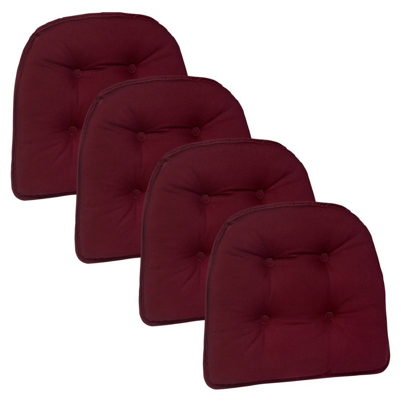 Gripper 15&#34; x 16&#34; Non-Slip Twill Tufted Chair Cushions Set of 4 - Burgundy, 1 of 4