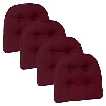 Gripper 15" x 16" Non-Slip Twill Tufted Chair Cushions Set of 4 - Burgundy