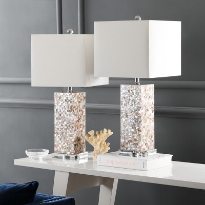 Homer Cream Shell and Acrylic Table Lamp Set of 2