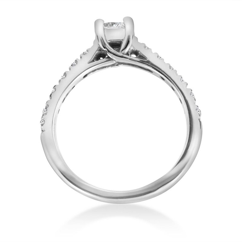 Pompeii3 1/2ct Princess Cut Pave Diamond Engagement Ring 14K White Gold, 4 of 6