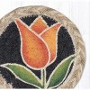 Earth Rugs Orange Tulip Jute Coaster – 5"x5" Round Natural Braided Floral Coaster with Spring Bloom Print - 2 of 3