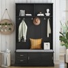 Lycvki 44.4"W Elegant Hall Tree with Coat Rack and Bench Cabinet - 2 of 4