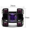 Slickblue Men’s Fashion Ring in IP Black, Square-Cut Amethyst and Side Stone Accents, Sizes 8 to 13 - 2 of 4