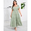 Clearlove Women's Plus Size Summer Dresses Sweetheart Neck Ruffle Short Sleeve Casual Boho Floral Pleated Long Dress. - 2 of 4