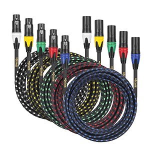 Clef Audio Labs XLR Male to XLR Female, Black Zinc Alloy Shell/5 Color Braided - 15FT - 5PK - 1 of 4