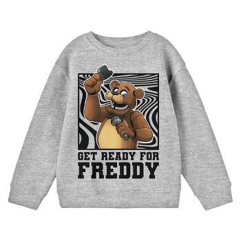 Five Nights At Freddy's Get Ready For Freddy Crew Neck Long Sleeve Athletic Heather Youth Boy's Sweatshirt