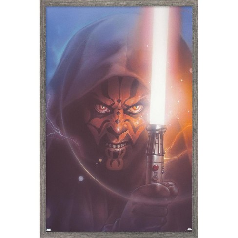 Trends International Star Wars: The Phantom Menace - Darth Maul Lightsaber  Framed Wall Poster Prints Barnwood Framed Version 14.725 X 22.375 : Target