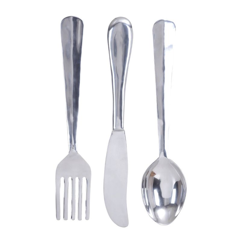 Set of 3 Aluminum Utensils Knife, Spoon and Fork Wall Decors - Olivia & May, 1 of 16