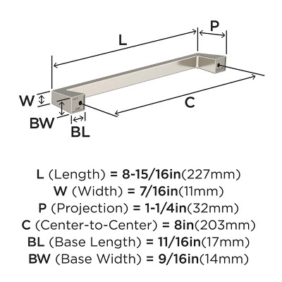 Satin Nickel Modern Cabinet Pull with Mounting Hardware