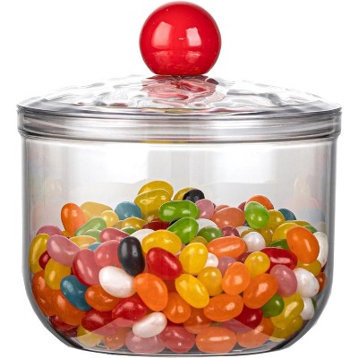 30oz Clear Candy Jar with Lid for Office Desk, Plastic Cookie Storage Jar for Kitchen Counter