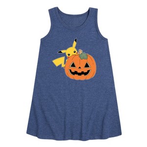 - Pokémon - Pikachu Pumpkin Graphic Sleeveless Aline Dress - 1 of 4