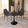 LeisureMod Round Dining Table 24" MDF Wood Tabletop in Black Steel Bistro Series - image 3 of 4