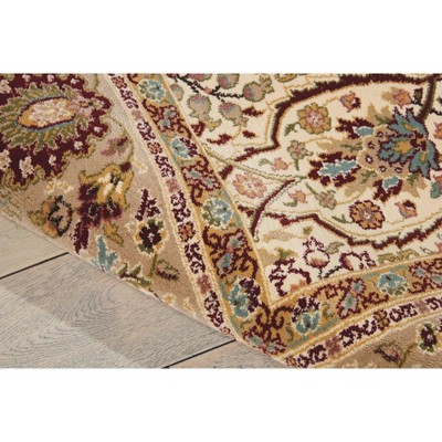 Ivory Floral Rectangular Synthetic Area Rug 45" x 7"