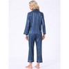 cheibear Women's Satin Soft Button-Down Sleepwear with Pants Lounge Pajama Set - 4 of 4
