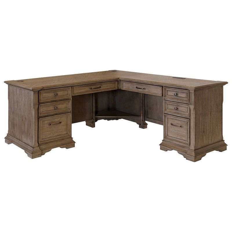 Bristol Traditional Wood L-Desk &#38; Return Light Brown - Martin Furniture, 1 of 9