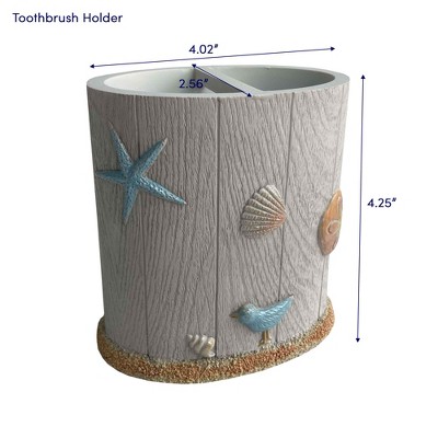 White Embossed Resin Nautical Bathroom Accessory Set, 4 Pieces