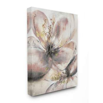 Stupell Industries Glam Pink Beige Flower Petals Floral Gold Painting