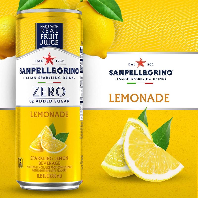 Sanpellegrino Zero Limonata Italian Sparkling Drink - 6pk/11.15 fl oz Cans, 2 of 6