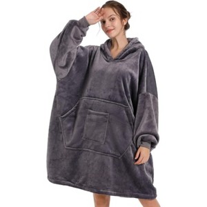 FAAYFIAN Oversized Blanket Hoodie Sweatshirt, Faux Shearlin Wearable Blanket with Sleeves & Giant Pocket, Comfy One Size Hoodie for Adults & Teens - 1 of 4