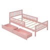 CAVINAS Twin Size Wood Platform Bed Frame with Headboard, Space-Saving Storage Bed, Bed with Guardrails on Both Sides & 2 Storage Drawers - 2 of 4
