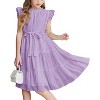 Arshiner Tween Girls Summer Dress Formal Ruffle Sleeve A Line Casual Elegant Dresses with Belt - 3 of 4
