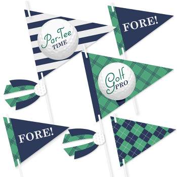 Big Dot of Happiness Par-Tee Time - Golf - Triangle Birthday or Retirement Party Photo Props - Pennant Flag Centerpieces - Set of 20
