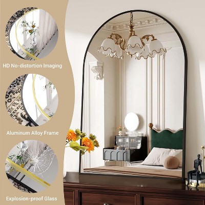 20" x 30" Black Aluminum Arched Wall Mirror