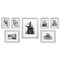 7pc Decorative Stamped Photo Frame Set Silver - Stonebriar Collection
