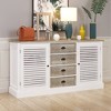 Hitow 4 Drawer Double Door Horizontal Dresser Louvered Decorative Bathroom White - 3 of 4