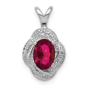 Black Bow Jewelry Rhodium Plated Sterling Silver, Diamond & Gemstone Pendant, 10 x 16mm - 1 of 4