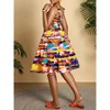 Mocamel Women's Colorful Printed Strappy Ruffle Hem Casual Dress, Knee Length Cami Dress - 3 of 4