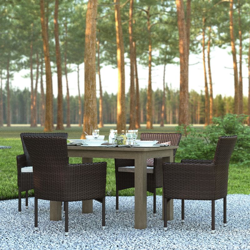 Emma and Oliver Set of 4 Modern Wicker Patio Chairs with Removable Cushions for Indoor and Outdoor Use, 2 of 12