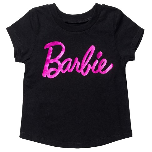 Barbie Little Girls Fashion Pullover Graphic T shirt Black Pink