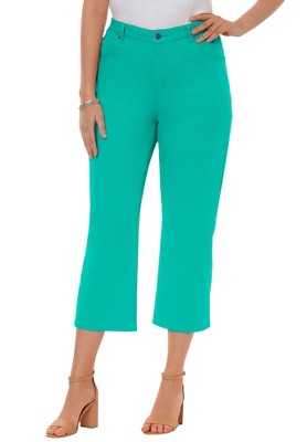 Jessica London Women's Plus Size Classic Cotton Denim Capri - 22, Blue :  Target