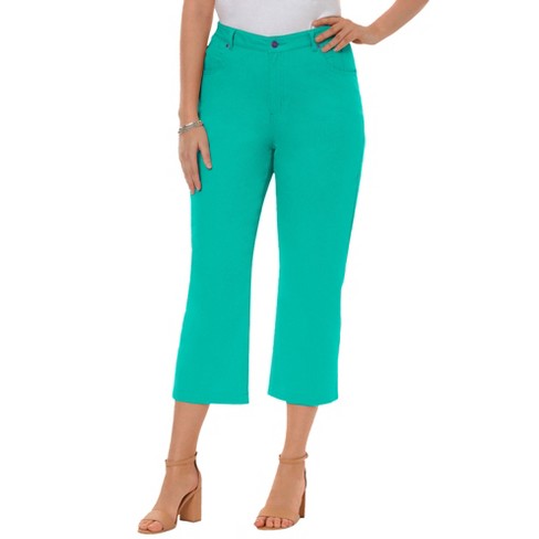 Jessica London Women's Plus Size Comfort Waist Capris - 14, Blue : Target