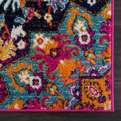 Colorful Oriental Synthetic Rectangular Area Rug, 6'7" x 9'