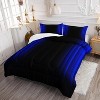 Blue & Black Ombre Comforter Set Queen Size – 3Pcs Gradient Bedding with 1 Comforter & 2 Pillowcases, Modern Abstract Geometric Bedding for Adults - 2 of 4