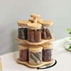 Basicwise Two-Tier Bamboo Lazy Susan Turntable with 8 Pcs 12 oz Airtight Lid Glass Jars, Versatile Spice Rack Organizer - 3 of 4