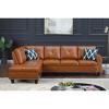 Faux Leather L-Shaped 2-Piece Sectional Sofa with Storage Ottoman, Cup Holders, and Toss Pillows - 3 of 4