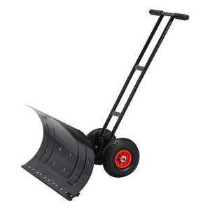 YARDSIGHT 29 in. Heavy-Duty Wheeled Snow Shovel with Adjustable Angle Carbon Steel Blade and Ergonomic Handle for Driveways and Sidewalks - 1 of 4
