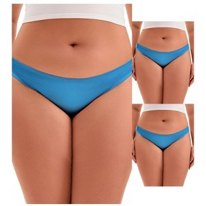 INSPIRE CHIC 3 Packs Women's Low Waist Panties Hi-Cut Frill Trim Satin Full Coverage Briefs, Available in Plus Size - 1 of 4