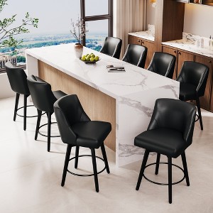 Dyonery 26" Swivel Counter Height Bar Stools with Backrests, Upholstered Seats & Wood Legs for Kitchen Island - 1 of 4