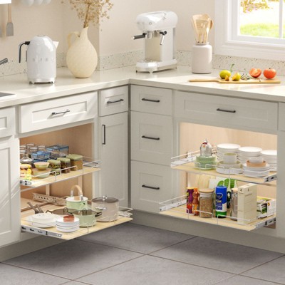 HomLux 2 Tier Individual Pull Out Cabinet Organizer 28?inW x 21?inD Slide Out Wood Shelves Storage for Kitchen Cabinet — фото 6
