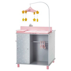 Olivia's Little World Polka Dots Princess Baby Doll Changing Station Gray/Pink - 1 of 4