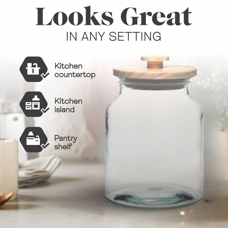 Amici Home Denali Clear Glass Canister, Food Storage Jar with Airtight Wood Lid with Handle, 4 of 7