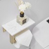BWE Wall Mount Toilet Paper Holder With Natural Marble Shelf Tissue Storage Holder In Brushed Gold - 3 of 4