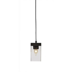 Toltec Lighting Nouvelle 1 - Light Pendant in  Espresso with 4" Square Clear Bubble Shade - 1 of 1