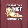 Women's - Garfield - Start My Diet Tomorrow Lightweight French Terry Wide Neck Long Sleeve Shirt - 2 of 4